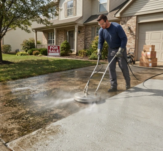 Concrete pressure washing